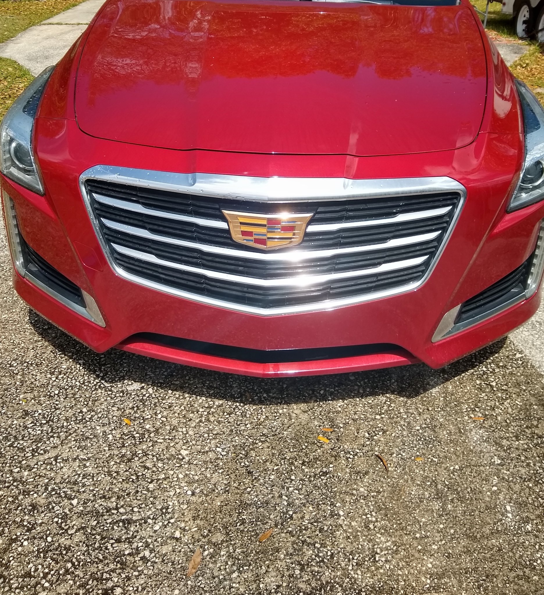 ChromeKarats gold plating work — Cadillac CTS Gold Crest — After